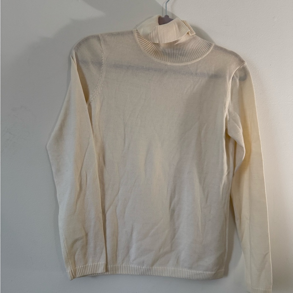 Pendleton Women's Cream Turtleneck Sweater 100% Merino Wool